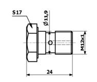 SPY S8 - Śruba przewodu hamulcowego 12X1/24/S17 (GWINT/DŁUGOŚC/KLUCZ)