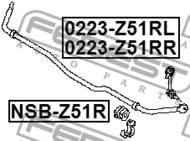 0223-Z51RL - Łącznik stabilizatora FEBEST /tył L/ NISSAN MURANO 07-14