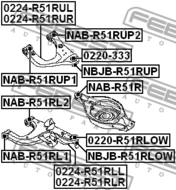 NAB-R51R - Tuleja wahacza FEBEST /tył/ NISSAN PATHFINDER 05-13