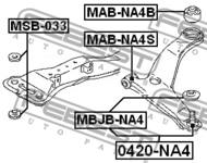 0420-NA4 - Sworzeń wahacza FEBEST /przód dolny/ MITSUBISHI GRANDIS 03-09