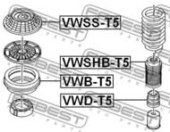 VWB-T5 - Łożysko amortyzatora FEBEST /przód/ VAG TRANSPORTER/MULTIVAN T5 03-15
