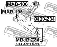 0420-Z34 - Sworzeń wahacza FEBEST /przód/ L/P/ MITSUBISHI COLT 02-12/SMART 04-06