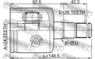 2711-S80ATLH - Przegub nap.FEBEST /L/ /wew. / VOLVO V50/240/260/C70/S40/S60/S80/S90/V40 01-