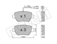 22-1204-0 MET - Klocki hamulcowe METELLI /tył/ MASERATI GHIBLI III 3.0 D/QUATTROPORTE VI/3.0 D 13-