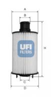 25.073.02 - Filtr oleju UFI (OEM QUALITY) /wkład/ (prod.OE C2D3670) JAGUAR, LAND ROVER