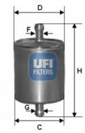 31.836.00 - Filtr paliwa UFI (prod.OE 161026001) FIAT/OPEL/VAG 07- 14/14mm L=94mm