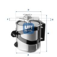 55.430.00 - Filtr paliwa UFI (OEM QUALITY) RENAULT 1.5-2.0DCI 05-08 /bez przył.czuj.wody/
