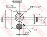 BWD194 - Cylinderek hamulcowy TRW /tył/ ROVER MINI 59-