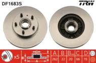 DF1683S - Tarcza hamulcowa TRW VOLVO 740 83-87 koła 14