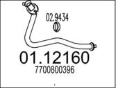 01.12160 MTS - Rura kolektora wydechowego MTS CLIO D 1.9