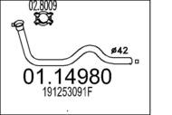 01.14980 MTS - Rura kolektora wydechowego MTS GOLF II 1.0 1.3