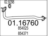 01.16760 MTS - Rura kolektora wydechowego MTS ASTRA F 1,4/1,6