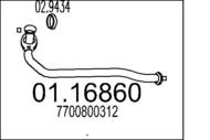 01.16860 MTS - Rura kolektora wydechowego MTS CLIO 1.2 1.4