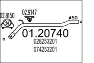 01.20740 MTS - Rura wydechowa środkowa MTS T4 1,9D/2,4D/2,0