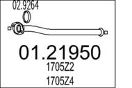01.21950 MTS - Rura wydechowa środkowa MTS /z katalizatorem w poziomie/ /krótka/ P206 1,1/1,4 98-03