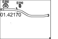 01.42170 MTS - Rura wydechowa środkowa MTS /za katalizatorem/ P206 2,0HDI 12/99-