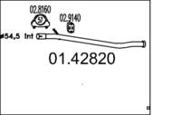 01.42820 MTS - Rura wydechowa środkowa MTS P206 2,0 16V