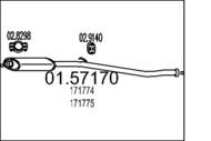 01.57170 MTS - Tłumik środkowy MTS BERLINGO/PARTNER 1,1-1,8 96-00
