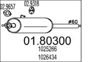 01.80300 MTS - Tłumik środkowy MTS TRANSIT 2,5D 96-97