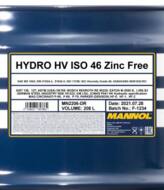 MN2206-DR - Olej HV 46 MANNOL 208L /hydrauliczny/ ISO 46 Zinc Free/ISO Viscosity Grade 46/SAE MS 1004/ISO 111