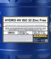 MN2208-20 - Olej HV 32 MANNOL 20L /hydrauliczny/ ISO 32 Zinc Free/ISO Viscosity Grade 32/SAE MS 1004/ISO 111