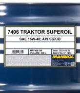 MN7406-DR - Olej 15W40 MANNOL TRAKTOR SUPEROIL 208L SAE 15W-40/API SG/CD