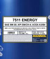 MN7511-10 - Olej 5W30 MANNOL ENERGY 10L API SN/CH-4/ACEA A3/B4/VW 502.00/505.00/503.01/501.01/MB 22
