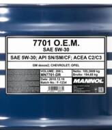 MN7701-DR - Olej 5W30 MANNOL OEM GM/CHEVROLET 208l API SN/SM/CF ACEA C2/C3 DEXOS2