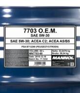 MN7703-60 - Olej 5W30 MANNOL OEM PSA A5/B5 60l ACEA C2 B71 2290 (7703)