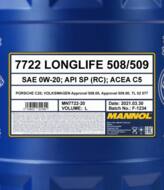 MN7722-20 - Olej 0W20 MANNOL LONGLIFE 508/509 20L API SP (RC)/ACEA C5/ 508.00/ 509.00/TL 52 577