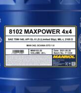 MN8102-20 - Olej przekładniowy 75W140 MANNOL MAX-PO WER LS 20l API GL5 SAE 75W140 MIL-L 2105D 4x4