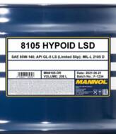 MN8105-DR - Olej przekładniowy 80W90 MANNOL HIPOID LSD 208l/mineralny/ GL5 LS MIL-L 2105 D