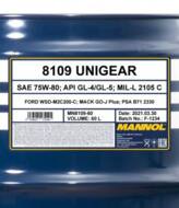 MN8109-60 - Olej przekładniowy 75W80 MANNOL UNIGEAR 60L API GL-4/GL-5/MIL-L 2105 C/FORD WSD-M2C200-C/MACK GO-J P