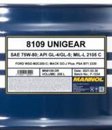 MN8109-DR - Olej przekładniowy 75W80 MANNOL UNIGEAR 208L API GL-4/GL-5/MIL-L 2105 C/FORD WSD-M2C200-C/MACK GO-J