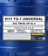 MN8111-20 - Olej przekładniowy 75W-80 MANNOL TG-1 Universal GL-4 20L API GL-4/MAN 341 Type Z4/341 Type E3/ZF TE-