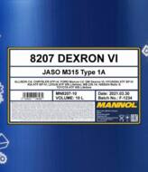 MN8207-10 - Olej ATF DVI MANNOL GM DEXRON VI 10L Mercon LV/HYUNDAI SP-IV/CHRYSLER ATF+4/NISSAN MATIC S