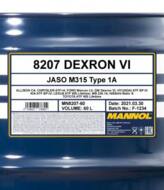 MN8207-60 - Olej ATF DVI MANNOL 60l GM DEXRON VI Mercon LV/HYUNDAI SP-IV/CHRYSLER ATF+4/NISSAN MATIC S