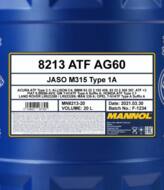MN8213-20 - Olej ATF AG55 MANNOL /synt/ 20l ATF G060162 A1/A2/A6 oraz ZF S671090 310