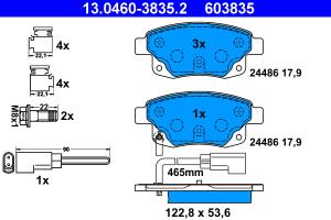 13.0460-3835.2 - Klocki hamulcowe ATE /tył/ (odp.GDB1725) FORD TRANSIT 06-