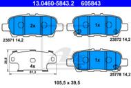 13.0460-5843.2 - Klocki hamulcowe ATE /tył/ (odp.GDB3294/GDB3393) NISSAN X-TRAIL 01-