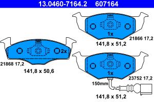 13.0460-7164.2 - Klocki hamulcowe ATE /+CZ/ (odp.GDB1586) VAG FABIA 99-14/OCTAVIA/ROOMSTER/PO
