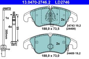 13.0470-2746.2 - Klocki hamulcowe ATE /przód/ /CERAMIC/ VAG A4 (B8) 07-