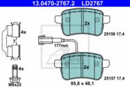 13.0470-2767.2 - Klocki hamulcowe ATE /tył/ /CERAMIC/ ALFA ROMEO GIULIETTA 10-