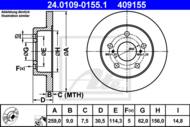 24.0109-0155.1 - Tarcza hamulcowa ATE /tył/ TOYOTA AURIS 07-