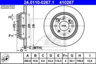 24.0110-0267.1 - Tarcza hamulcowa ATE /tył/ HONDA PRELUDE 91-96