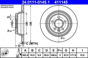 24.0111-0145.1 - Tarcza hamulcowa ATE /tył/ FORD MONDEO 07-