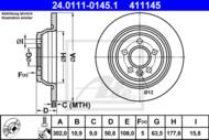 24.0111-0145.1 - Tarcza hamulcowa ATE /tył/ FORD MONDEO 07-