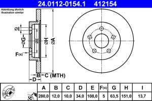 24.0112-0154.1 - Tarcza hamulcowa ATE /tył/ FORD MONDEO 00-07
