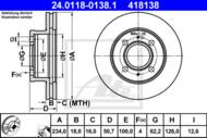 24.0118-0138.1 - Tarcza hamulcowa ATE HYUNDAI ATOS 98- /wentylowana/