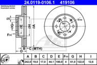 24.0119-0106.1 - Tarcza hamulcowa ATE HONDA CIVIC 88-91